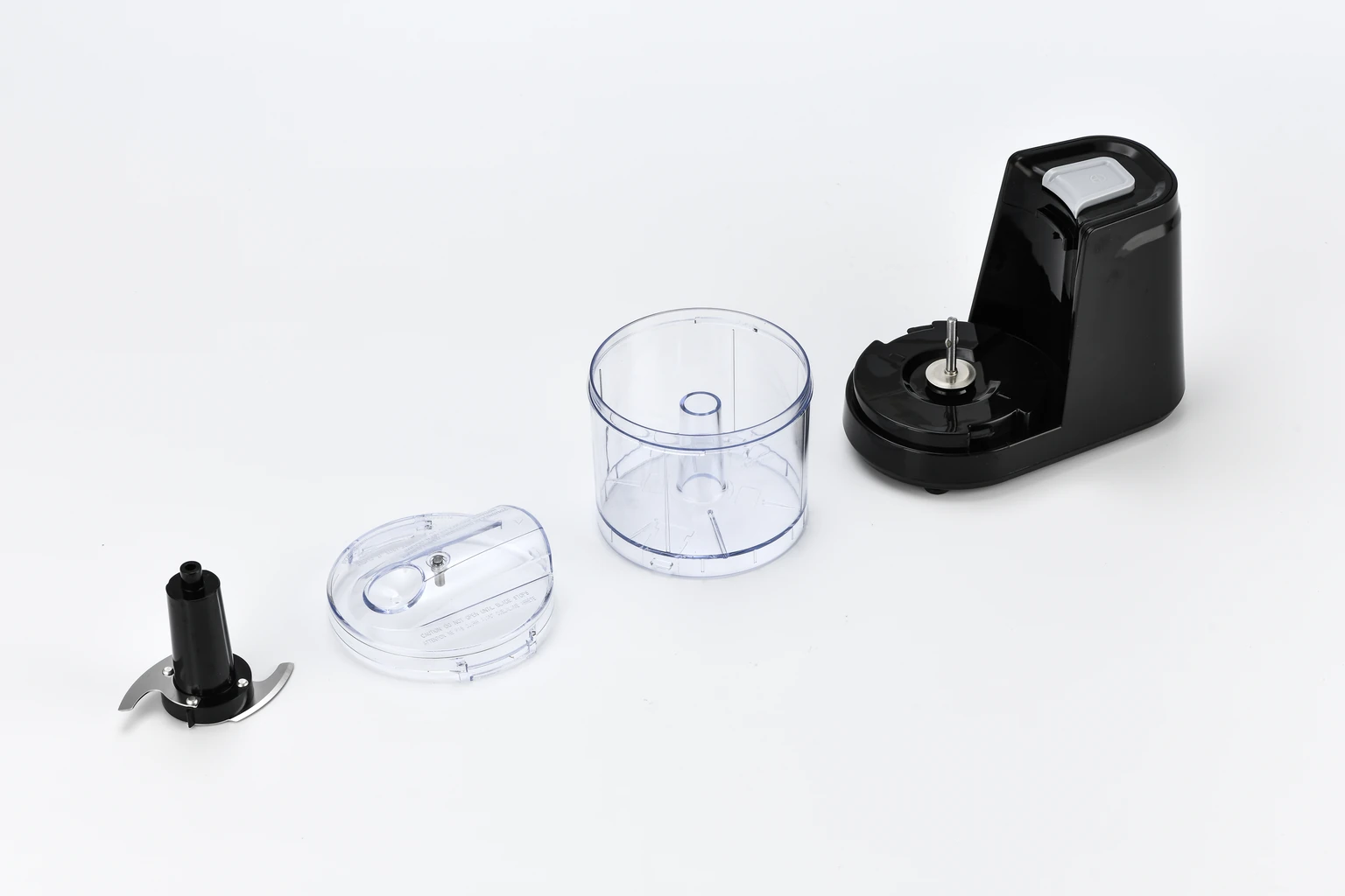 Verified DL201 bowl, lid, blade and side-drive base arranged as removable parts