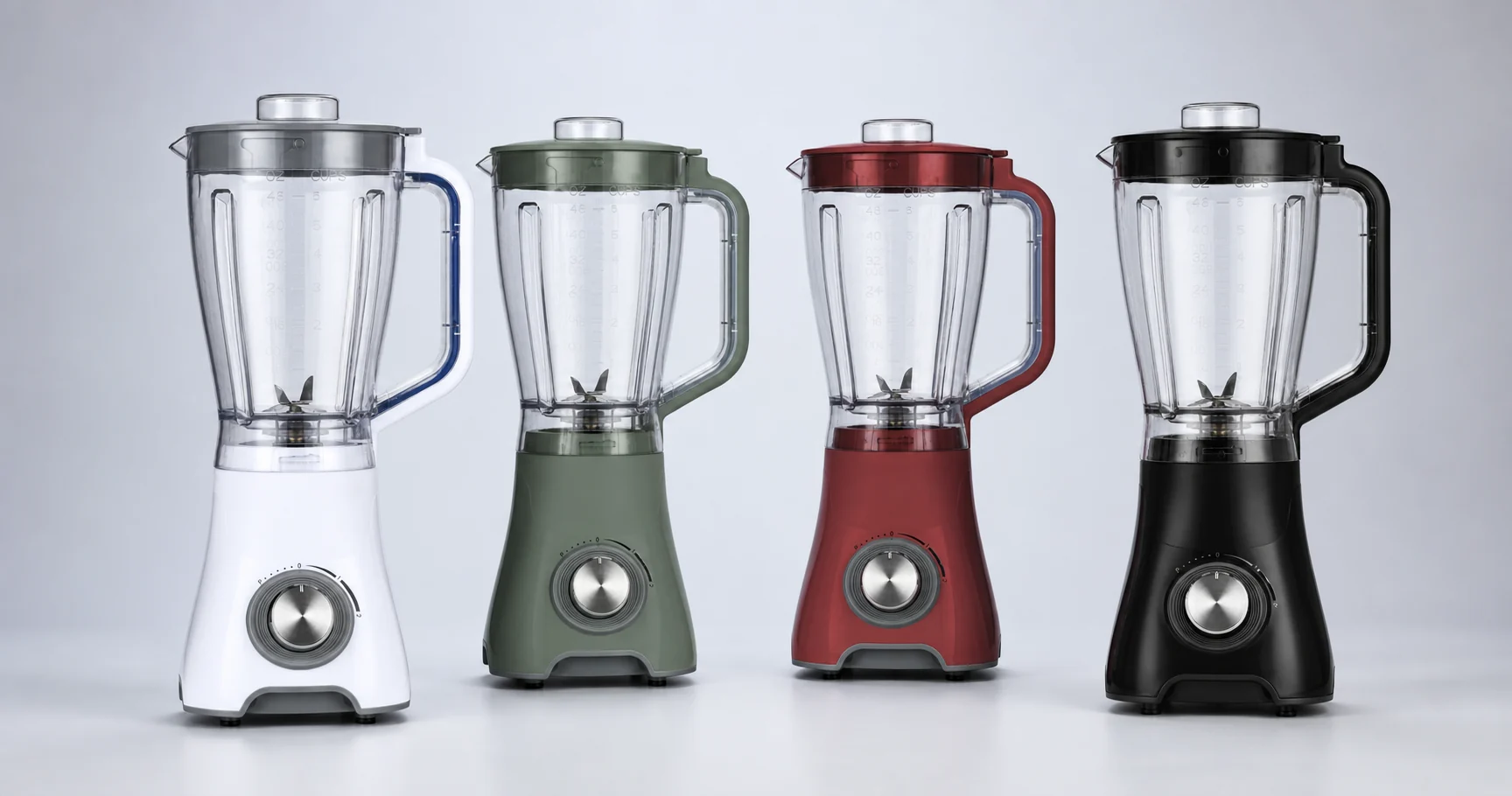 Golden-Yee GBL005 blender color options in white, dark green, red and black