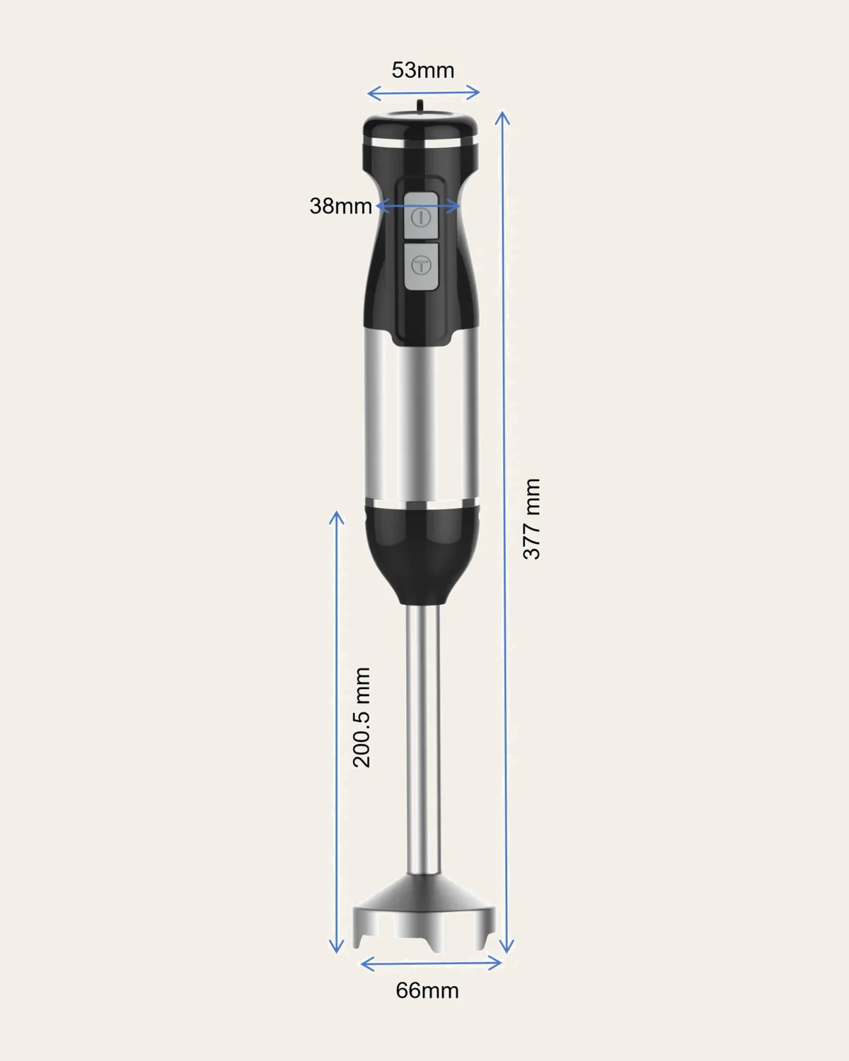 Supplier PX8250 dimension drawing with overall hand blender measurements