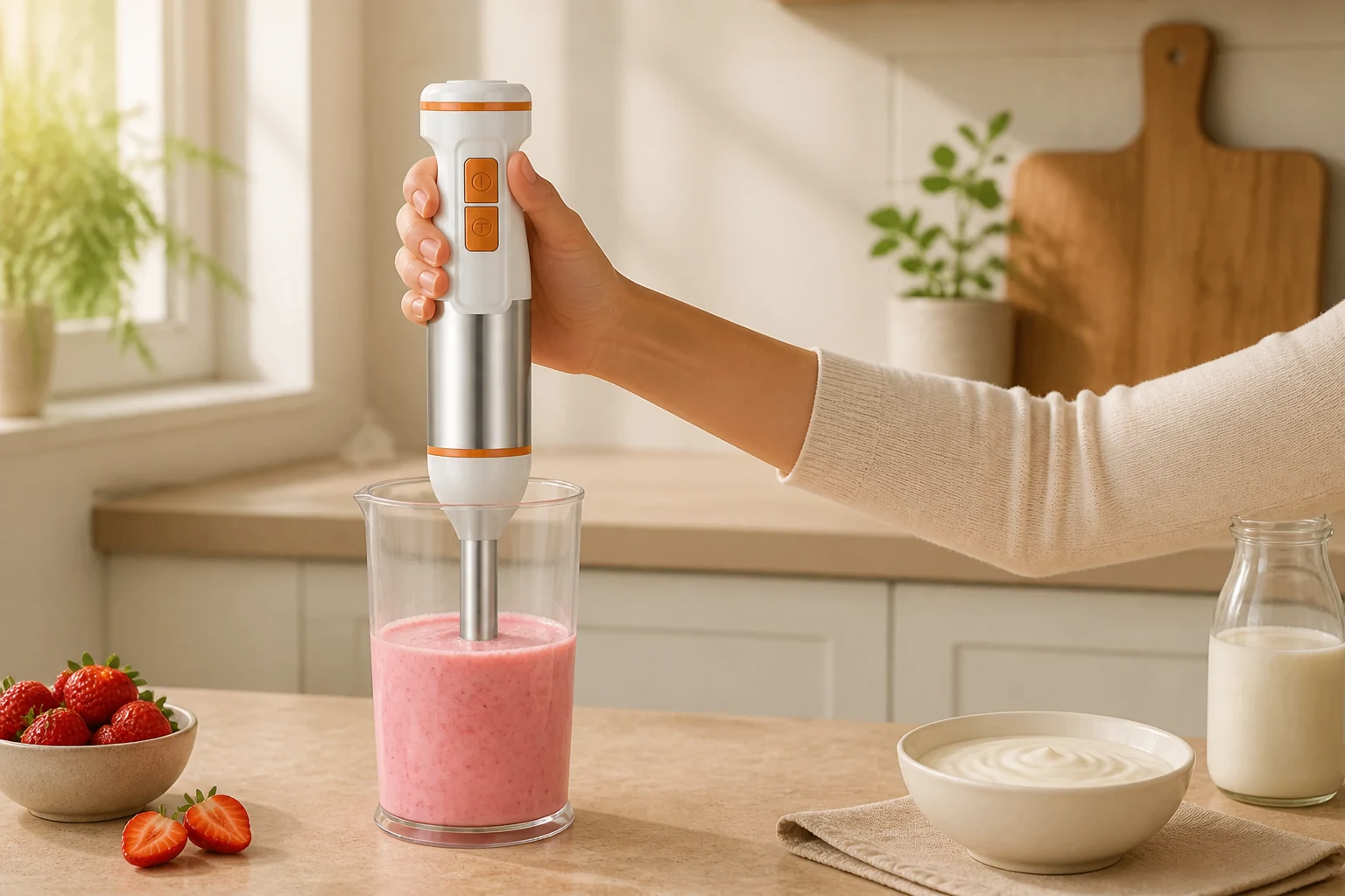 PX8250 hand blender in an everyday kitchen preparation scene