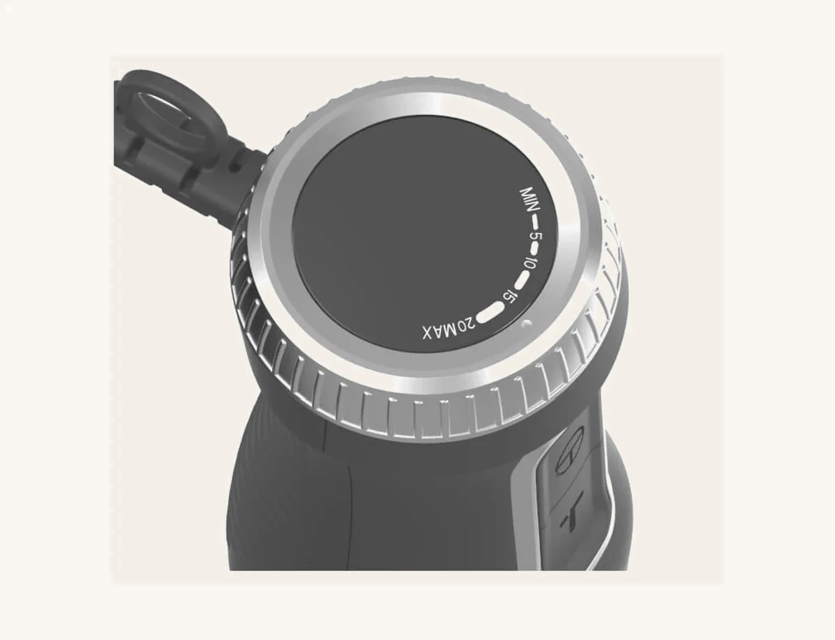 Supplier PX8252 close-up showing the printed speed dial and striped silver trim ring