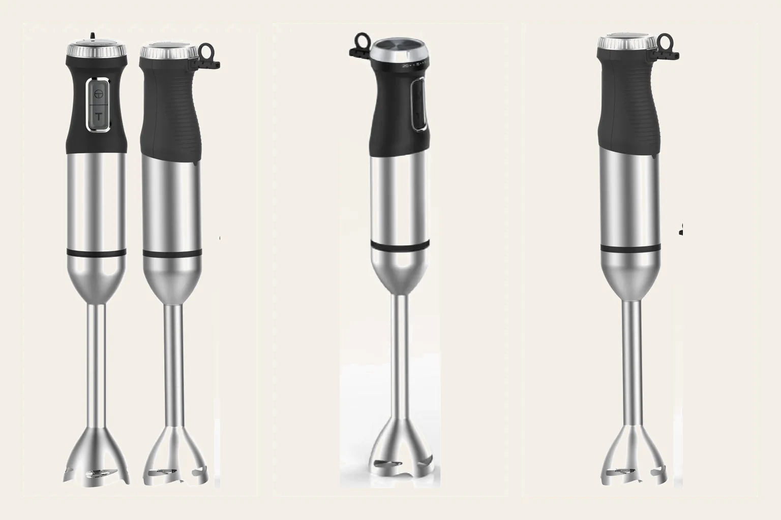Supplier front, side and rear studio views of the PX8252 stainless-detail hand blender
