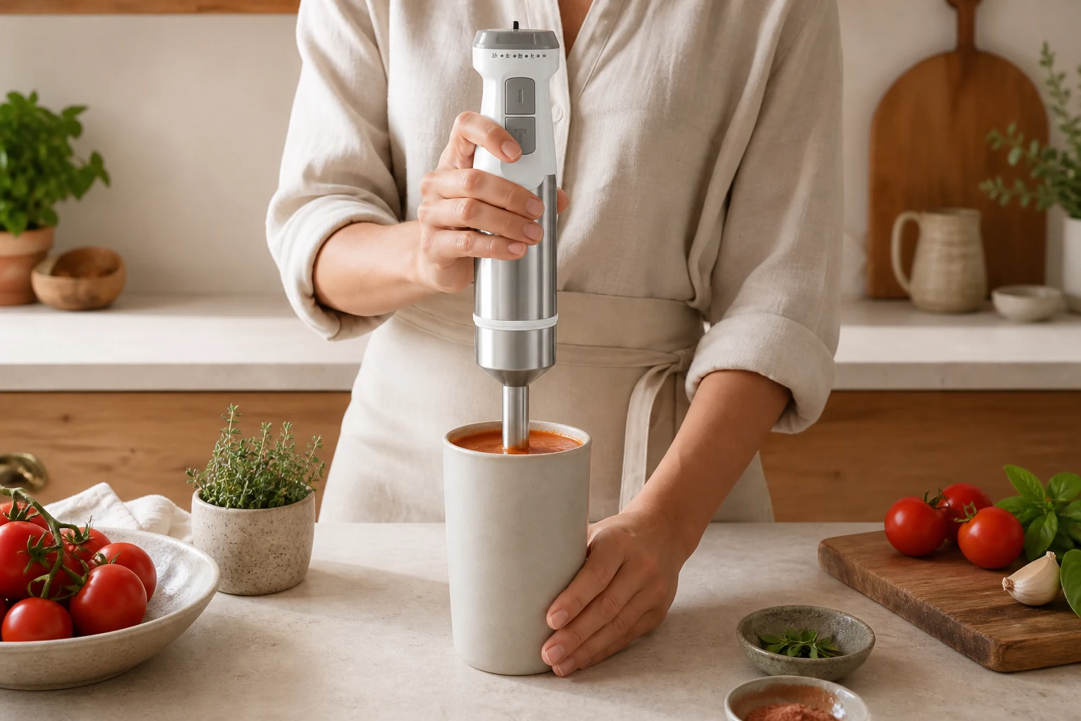 PX8255 hand blender in an everyday kitchen preparation scene