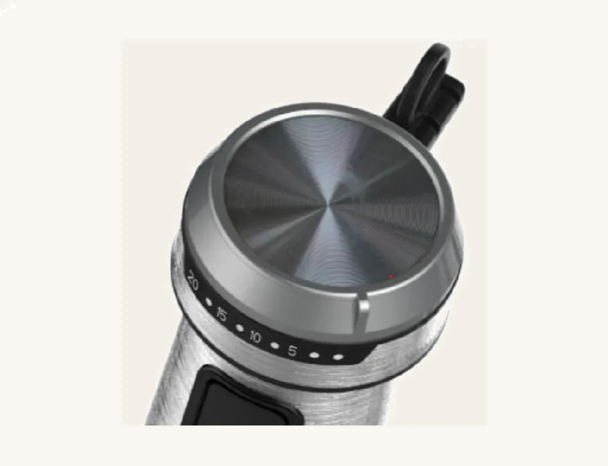 Supplier PX8257 close-up showing the CD-textured speed dial and printed scale