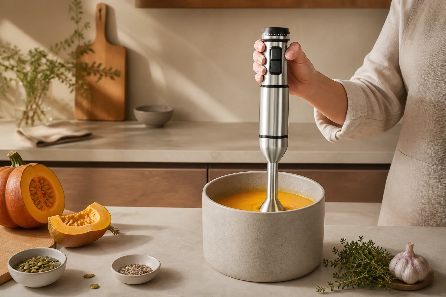 PX8257 hand blender in an everyday kitchen preparation scene