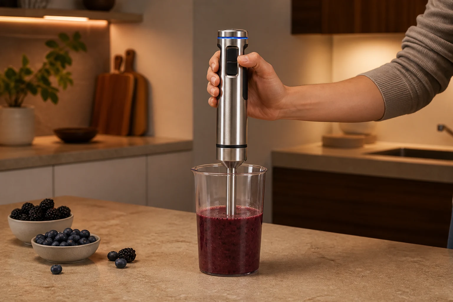 PX8258 hand blender in an everyday kitchen preparation scene