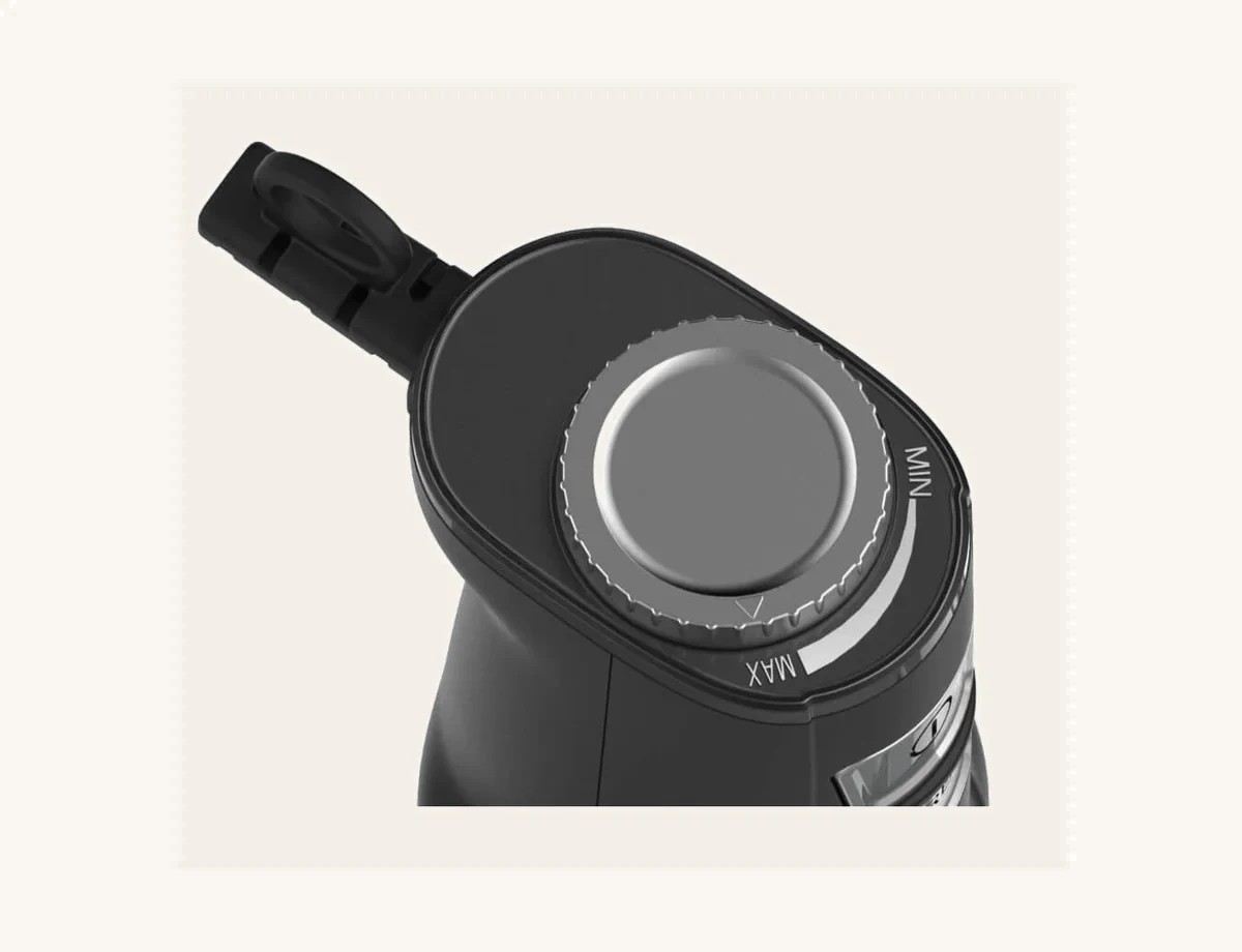 Supplier PX8260 close-up showing the silver speed dial, printed scale and hidden loop