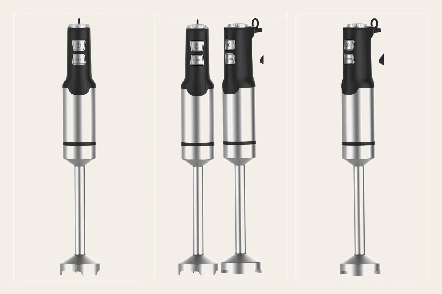Supplier front, profile and side studio views of the PX8260 matte hand blender